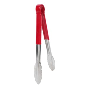 080-UT12HPR 12"L Stainless Utility Tongs, Red