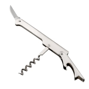 080-CO711 Waiter's Corkscrew w/ Foil Cutter & Bottle Cap Opener, Stainless