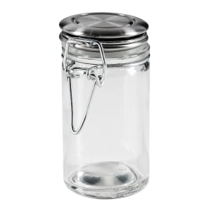 229-10106 2 oz Spice Jar w/ Hinged Lid - 2 3/4"L x 1 3/4"W x 3 3/8"H, Glass