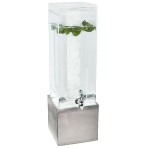151-15273110 3 gal Beverage Dispenser w/ Ice Chamber & Drip Tray - Clear Plastic Container/Gray Washed Base