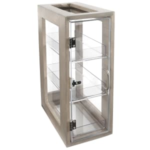 151-1204110 3 Tier Self Serve Pastry Display Case - 8"W x 13"D x 20 1/2"H, Pine Wood/ Clear Acrylic