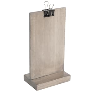 151-203646110 Tabletop Clipboard Menu Card Holder - 4 1/2" x 2 1/2" x 8 1/2", Pine Wood, Gray Wash