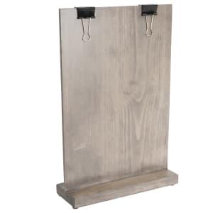 151-2036811110 Tabletop Clipboard Menu Card Holder - 9 1/4" x 2 1/2" x 13 1/2", Pine Wood, Gray Wash
