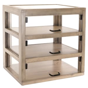 151-22414110 3 Tier Pastry Display Case - 20 3/4"W x 15 1/4"D x 22"H, Pine Wood, Gray Washed