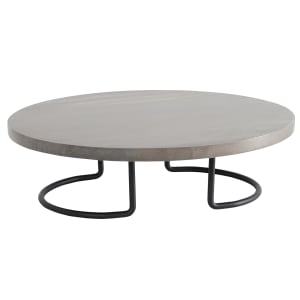 151-224343110 12" Round Display Riser - 3 1/2"H, Gray Washed Oak/Wire Frame