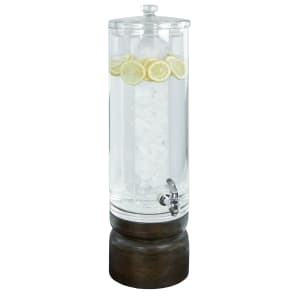 151-224413112 10" Round Beverage Dispenser - 29"H, Clear Plastic Container/Vintage Dark Stained Oak Base