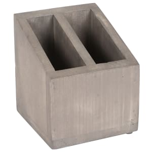 151-3308110 2 Compartment Stir Stick Holder - 5 1/4" x 5 1/4" x 5 1/2", Gray Wash