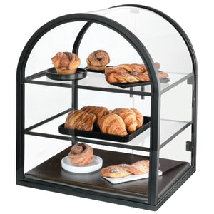 151-22410112 3 Tier Pastry Display Case w/ Rear Doors - 21"W x 18 1/2"D x 25 3/4"H, Oak, Vintage Dark