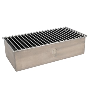 151-3439110 Rectangular Chafer Alternative - 19 3/4"W x 10"D x 5 3/4"H, Vintage Wood Frame/Bold Grill