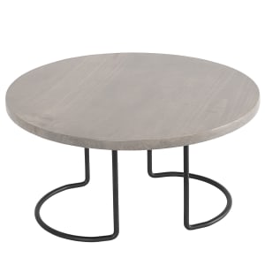 151-224346110 12" Round Display Riser - 6 1/2"H, Gray Washed Oak/Wire Frame