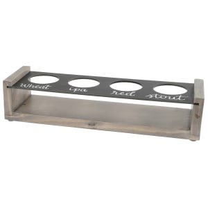 151-3480110 Write On Beer Flight Board w/ 4 Cutouts - 13" x 4", Pine Wood, Gray Wash