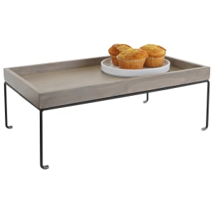 151-224327110 Rectangular Display Riser - 20" x 12" x 7 1/2", Gray Washed Oak Wood/Wire Frame
