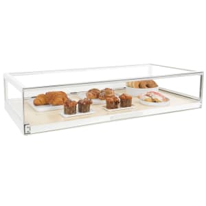 151-393071 24" Square Pastry Display Case w/ Pull Out Drawer with Handle - 10 1/4"H, Maple Wood/White Metal