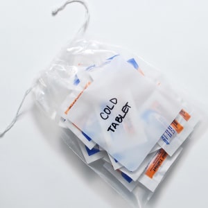 909-DS154506W Drawstring Storage Bag w/ White Block - 6" x 4 1/2", Polypropylene, Clear
