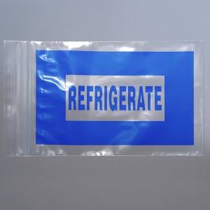 909-F20508BREF Resealable "Refrigerate" Bag - 8"L x 5"W, 2 mil LDPE, Clear