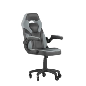 916-CH00095GYRLBGG Swivel Gaming Chair w/ Black & Gray LeatherSoft Back & Seat - Black Base