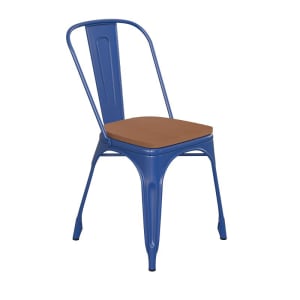 916-CH31230BLPL1TGG Stacking Chair w/ Vertical Slat Back & Wood Seat - Steel, Blue