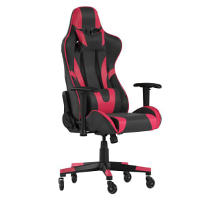 916-CH1872301REDRLB Swivel Gaming Chair - LeatherSoft Back & Seat, Black/Red