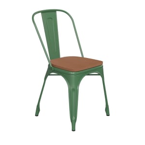 916-CH31230GNPL1TGG Stacking Chair w/ Vertical Slat Back & Wood Seat - Steel, Green