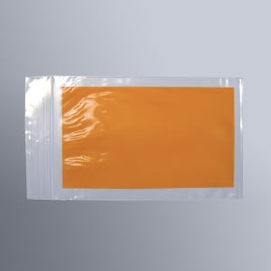 909-F20406OB Resealable Orange Block Bag - 6"L x 4"W, 2 mil LDPE, Clear w/ Print