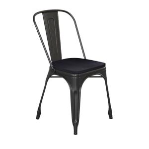 916-CH31230BKPL1BGG Stacking Chair w/ Vertical Slat Back & Wood Seat - Steel, Black