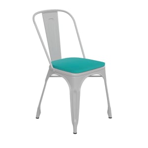 916-CH31230WHPL1MGG Stacking Chair w/ Vertical Slat Back & Wood Seat - Steel, White