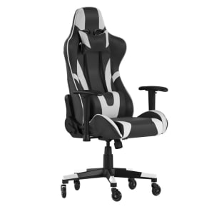 916-CH1872301BKRLBGG Swivel Gaming Chair - LeatherSoft Back & Seat, Black/White