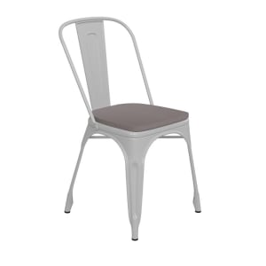 916-CH31230WHPL1GGG Stacking Chair w/ Vertical Slat Back & Wood Seat - Steel, White