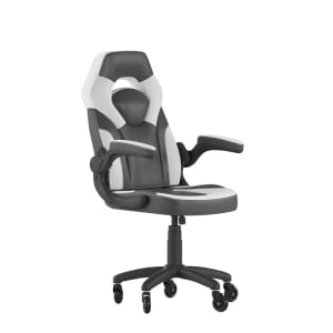 916-CH00095WHRLBGG Swivel Gaming Chair w/ Black & White LeatherSoft Back & Seat - Black Base