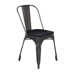 916-CH31230BQPL1BGG Stacking Side Chair w/ Vertical Slat Back & Wood Seat - Steel, Black &amp...