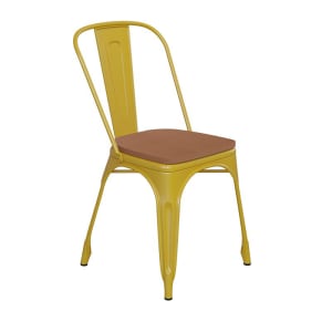916-CH31230YLPL1TGG Stacking Chair w/ Vertical Slat Back & Wood Seat - Steel, Yellow