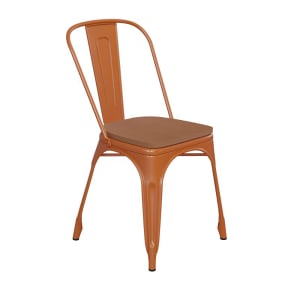 916-CH31230ORPL1TGG Stacking Chair w/ Vertical Slat Back & Wood Seat - Steel, Orange