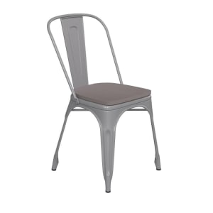 916-CH31230SILPL1GGG Stacking Chair w/ Vertical Slat Back & Wood Seat - Steel, Silver