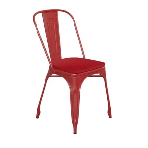 916-CH31230REDPL1RGG Stacking Chair w/ Vertical Slat Back & Wood Seat - Steel, Red