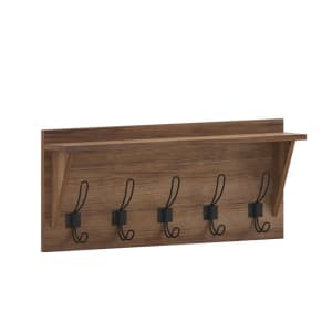916-HFKHDGDISCRE8142 24" Wall Mount Storage Rack w/ Upper Storage Shelf, Pine Wood