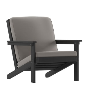 916-JJC14021BKGG Outdoor Adirondack Patio Club Chair - Charcoal Fabric w/ Black Resin Frame