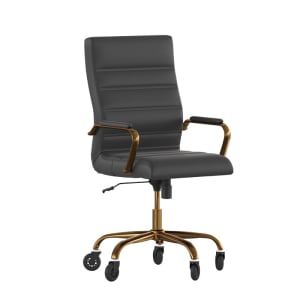 916-GO2286HBKGLDRLB Swivel Office Chair w/ High Back - Black LeatherSoft Upholstery, Gold