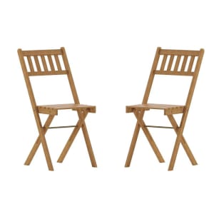 916-THBC1244NATGG Folding Patio Bistro Chair w/ Slatted Wood Back & Seat - Acacia Wood Frame, Wood Grain