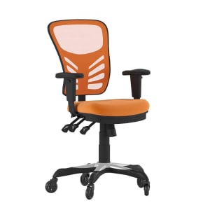 916-HL0001ORRLBGG Swivel Office Chair w/ Mid Back & Roller Wheels - Orange Mesh Back & Se...