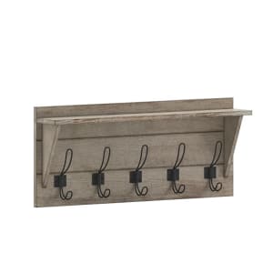916-HFKHDGDISCRE8832 24" Wall Mount Storage Rack w/ Upper Storage Shelf, Pine Wood