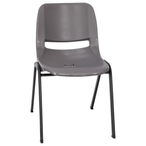 916-RUT16PDRGYGG Stacking Student Shell Chair - Gray Plastic Seat, Black Metal
