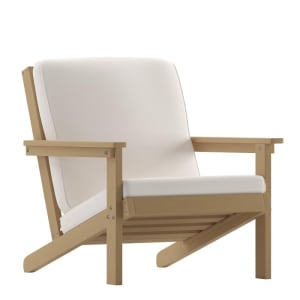 916-JJC14021BRGG Outdoor Adirondack Patio Club Chair - Cream Fabric w/ Natural Cedar Resin Frame