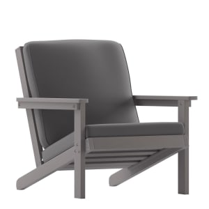 916-JJC14021GYGG Outdoor Adirondack Patio Club Chair - Gray Fabric w/ Gray Resin Frame