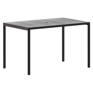 916-XUDGUH3048GYGG Rectangular Outdoor Dining Table w/ Umbrella Holder - Steel, Gray