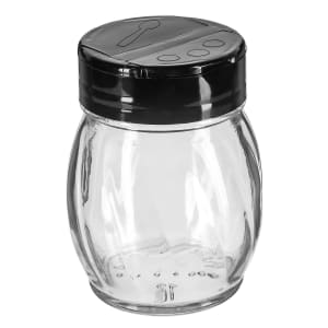 229-10327 6 oz Shaker w/ Flip Top Plastic Lid - Glass, Black