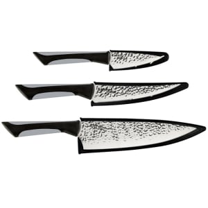 194-ABS0370 3 Piece Knife Set w/ Black Soft-Grip Handle, Stainless Steel Blade
