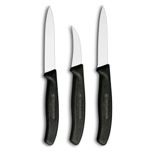037-67503X3 3 Piece Paring Knife Set w/ Polypropylene Black Handle, High Carbon Steel