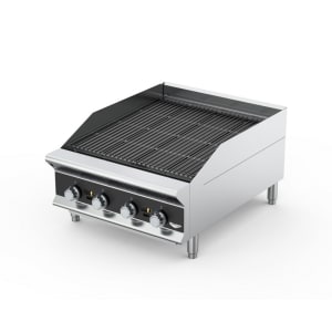 175-CBGHD24 24" Heavy-Duty Gas Charbroiler w/ Reversible Grill Plates - Stainless Steel, Con...