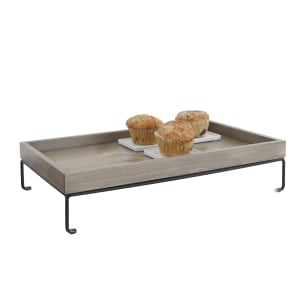 151-224324110 Rectangular Display Riser - 20" x 12" x 4 1/2", Gray Washed Oak Wood/Wire Frame