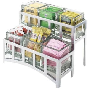 151-172339 Rectangular 6 Compartment Condiment Jar Display - Clear/Silver